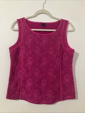 Ann Taylor Fuchsia Lace Scoop Neck Tank